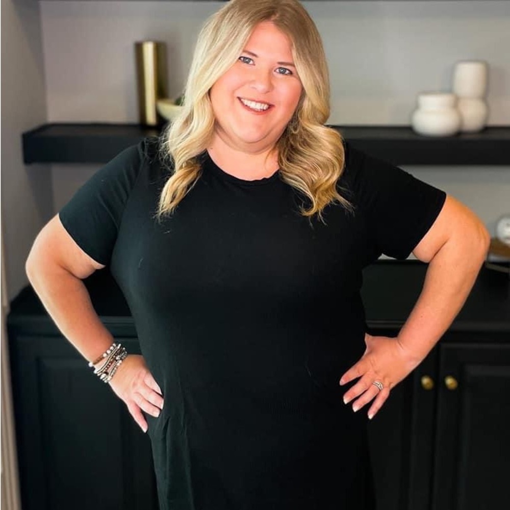 Plus Size Ribbed Black T-Shirt Dress